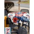 thumbnail image 5 of Outdoor Tablecloth with Umbrella Hole for Patio/Picnic/Party/Camping, Independence Day Waterproof Table Cloth Square Cover Washable, American Flag Boots Red Blue Flowers Stars (54"x 54"), 5 of 9