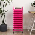 thumbnail image 4 of Costway 10 Drawer Rolling Storage Cart Scrapbook Paper Office School Organizer Hot Pink, 4 of 10