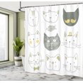 thumbnail image 4 of Ambesonne Cat Shower Curtain, Moustache Fish Faces Print Art, 69"Wx70"L, Pale Green, 4 of 4