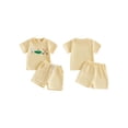 thumbnail image 2 of BemeyourBBs 2Pcs Toddler Baby Boy Girl Golf Outfits Summer Clothes Short Sleeve Crew Neck Striped Golf Embroidery T shirt Tops and Pockets Shorts Set, 2 of 9