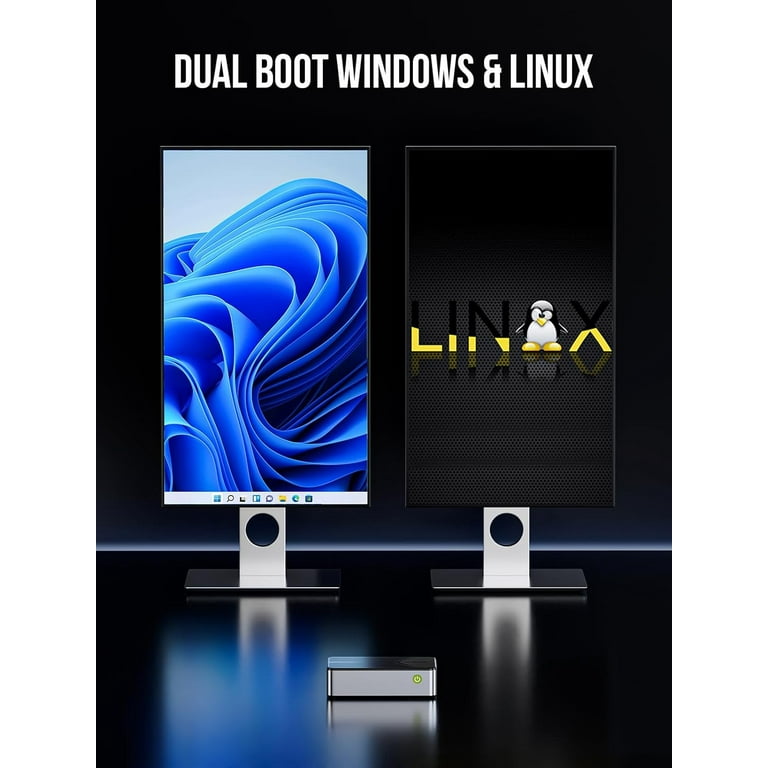 GMKtec Mini PC NAS, Intel N150 Dual Boot, Win 11 Pro Linux
