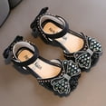 thumbnail image 6 of LUOGENLI Slippers Girls Slippers Size 12 Kids Fashion Spring and Summer Girls Sandals Party Dress Dance Show Princess Shoes Rhinestone Bowknot Ribbon Hook Loop Black 26, 6 of 6