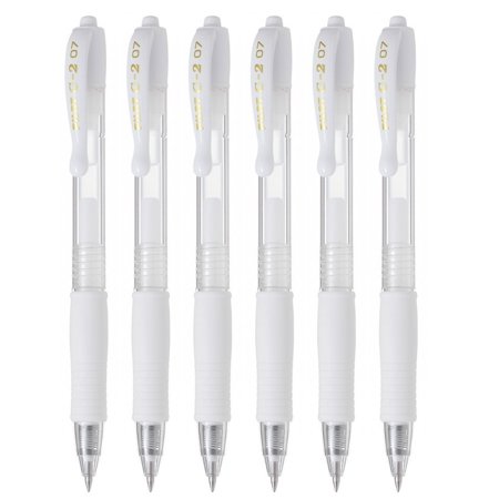 Pilot G2 Retractable Pastel Gel Ink Rollerball Pens, Fine Point 0.7mm, White, 6 Count