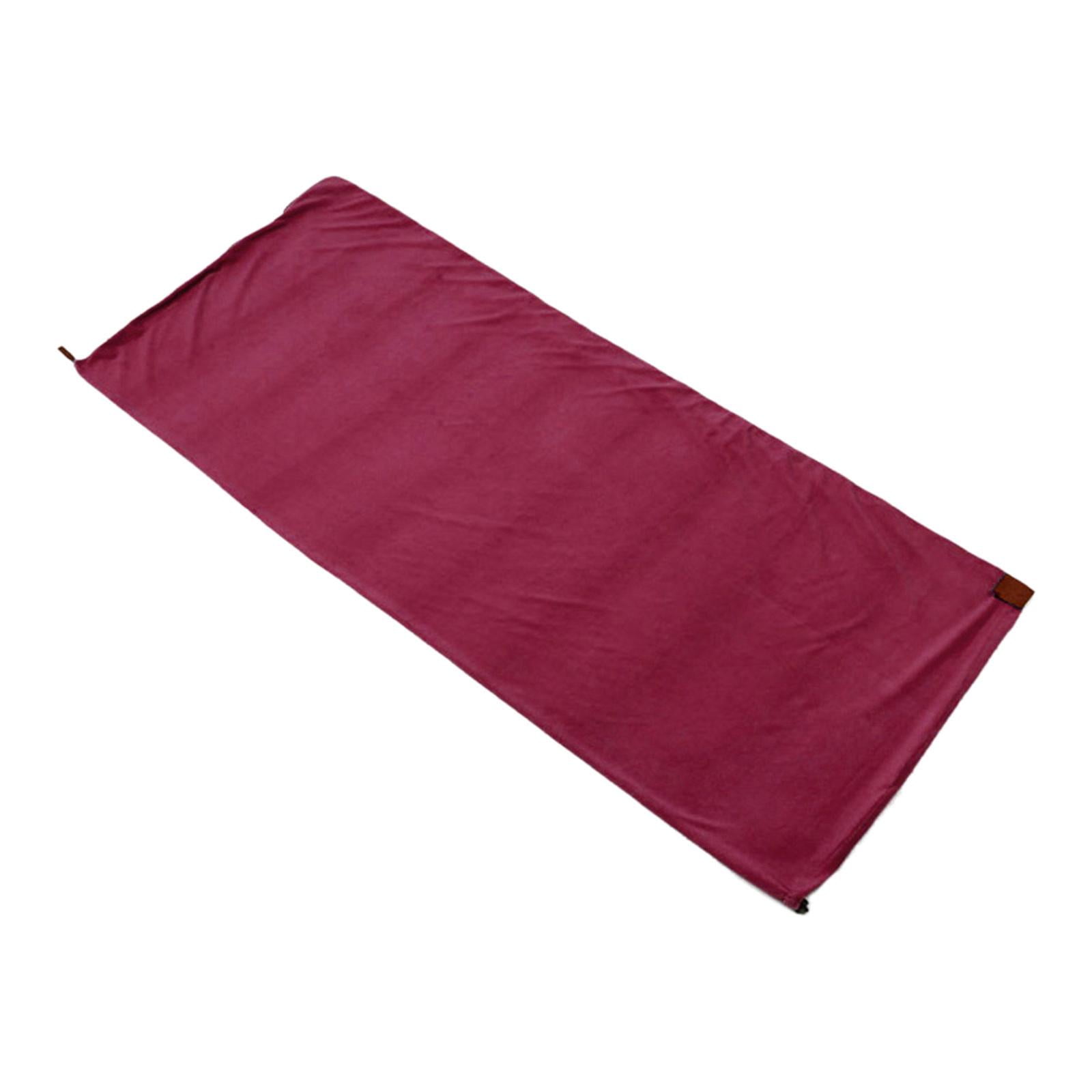 Wswqop -Fleece sleeping bag liner, thermal pillow, sleeping bag, warm emergency camping Deep Red