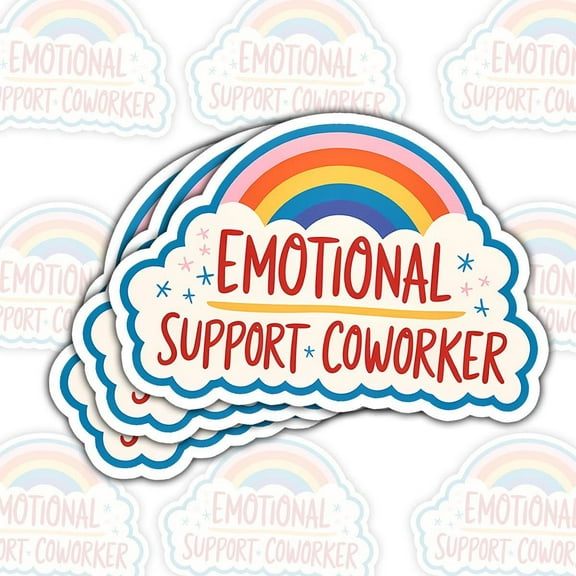 3 Pcs Emotional Support Coworker Sticker Cute Rainbow Office Humor Decal, Funny Gift for Friends or Work Besties 3 inch