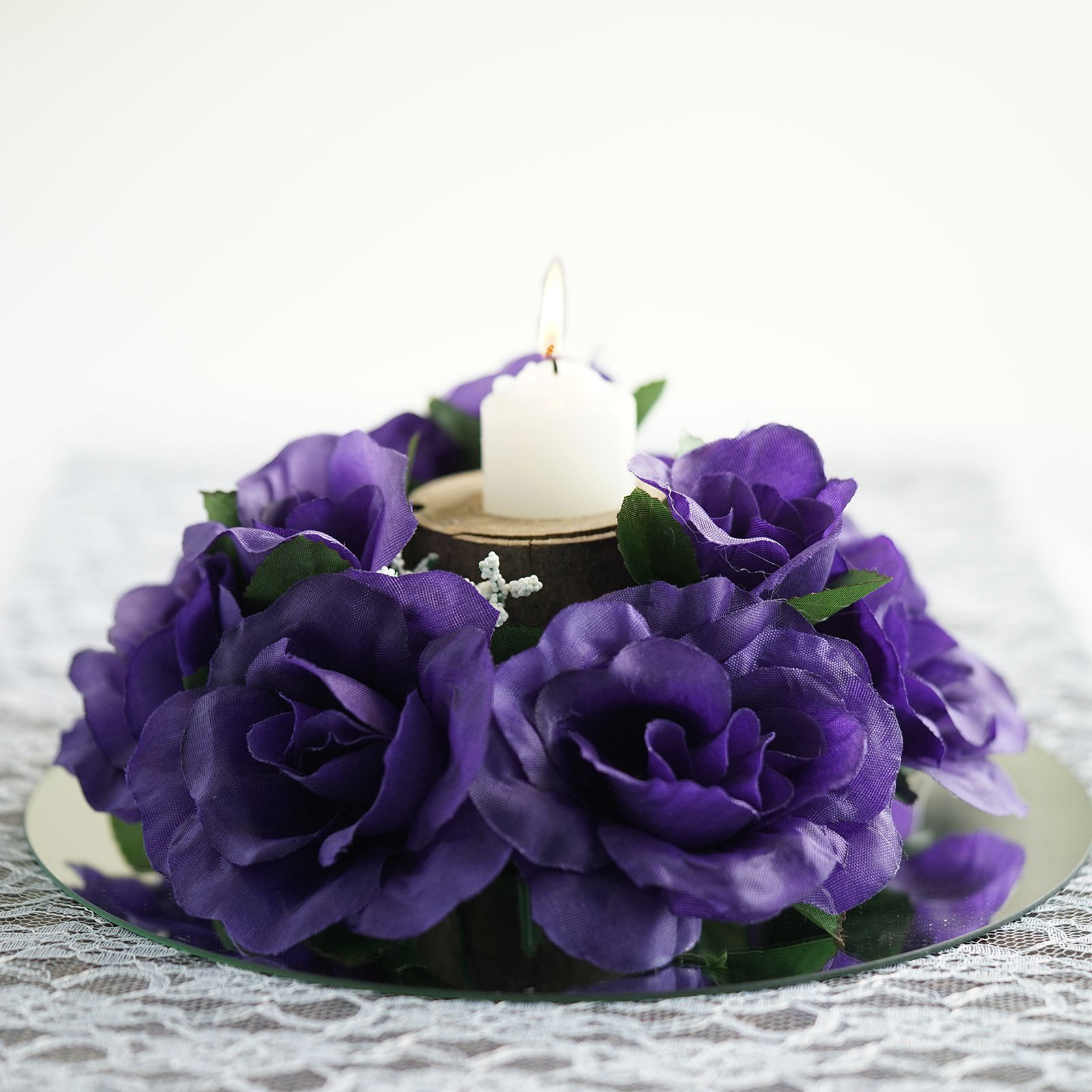 Candle Ring Silk Wedding Handmade Flower Rose Tabletop  Centerpieces Unity Gift 