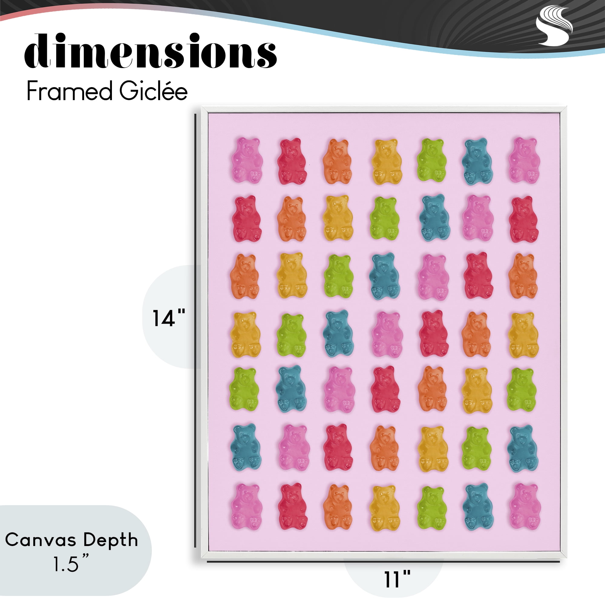 Stupell Industries Soft Rainbow Bears on Pink White Framed Giclee Art, design by LISH Creative