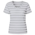 thumbnail image 4 of DHFJKG Women's Striped T Shirts Casual V Neck Short Sleeve Regular Fit Summer Top Casual Graphic Tee Soft Tops, 4 of 5
