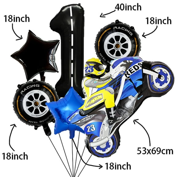 Racing Balloon Set Motorcycle Number 1 Foil Balloon Boy Birthday Party Supplies Electric Off-Road Bicycle Racing Party Decoration