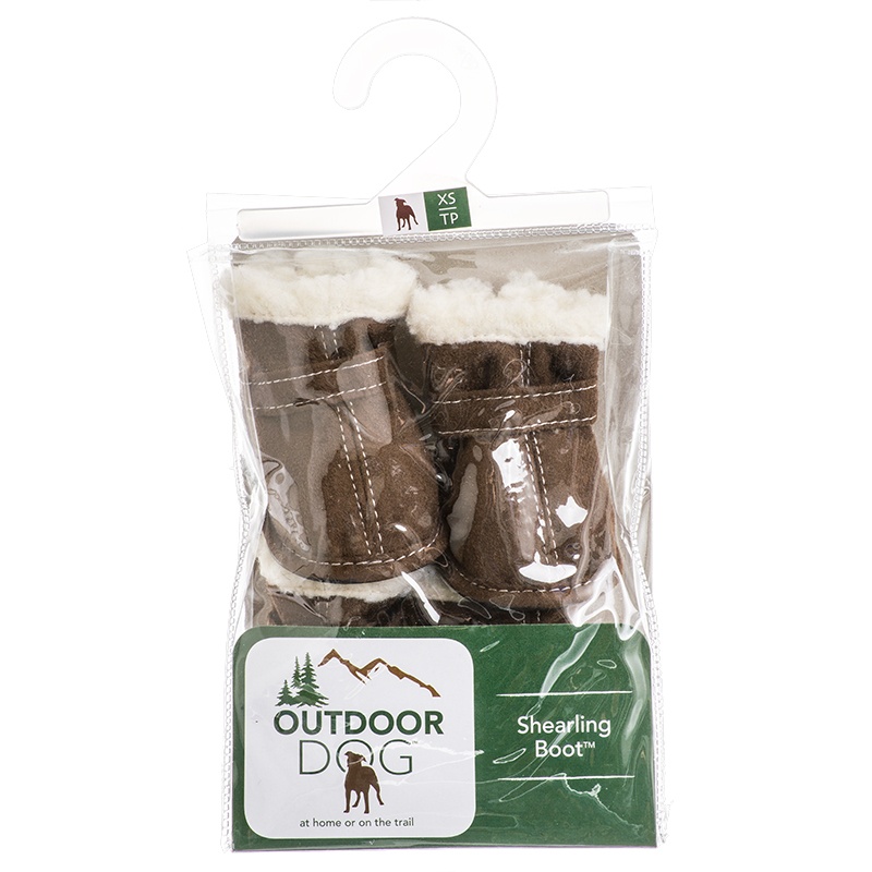 Fashion Pet Brown Shearling Dog Boots Large 4 Boots 4.25\" Paw