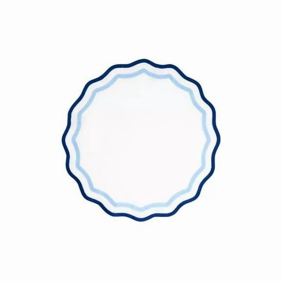Saro Lifestyle 6167.BL16R 16 x 16 in. Eco Scallop Border Round Placemat, Blue - Set of 4