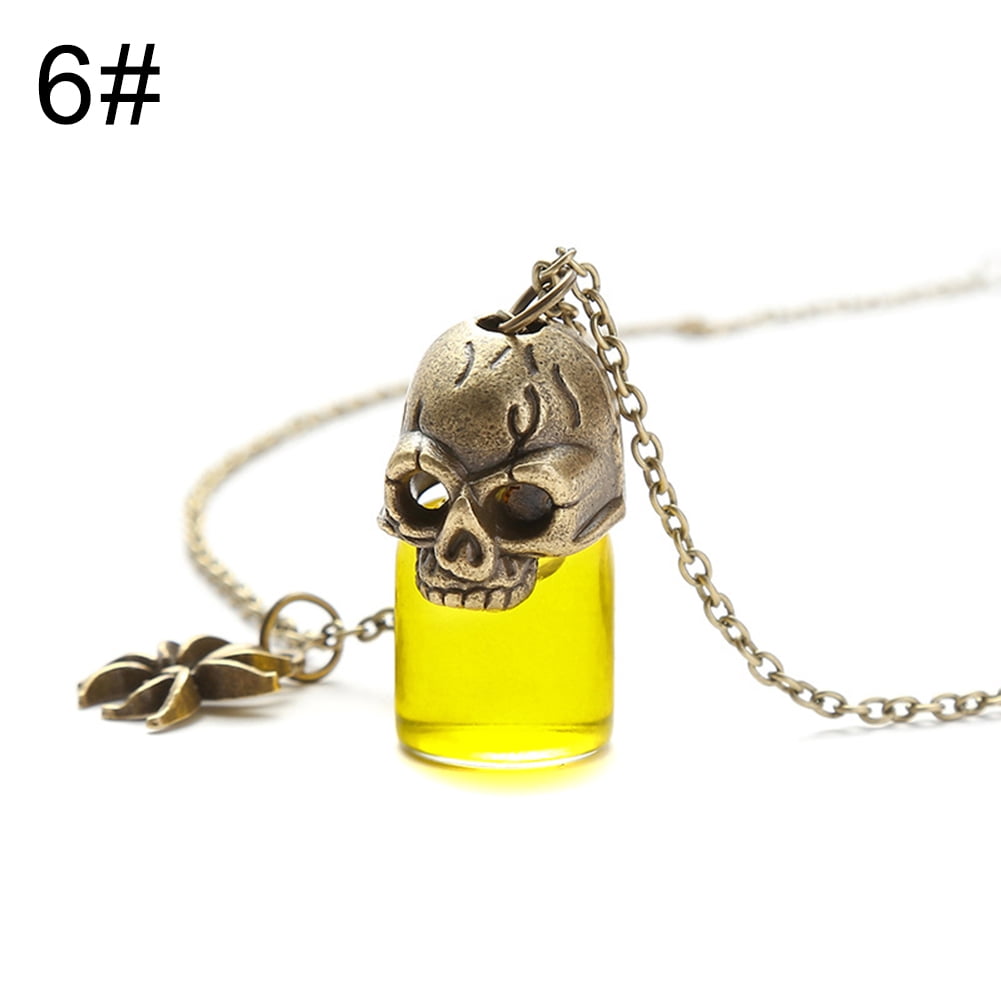 HALLOWEEN Gold Plated No Stone Pendant SKULL Necklace Gothic Christmas Gift 
