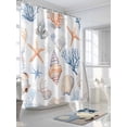 thumbnail image 3 of Coastal Shower Curtain Set, Waterproof Shower Curtains for Bathroom, Ocean Starfish Coral Shell Conch Aesthetics Blue Washable Fabric Cloth Bath Curtain for Bathtub Decoration with Hooks 72x78 Inches, 3 of 6