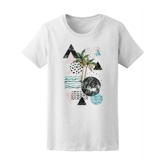 Abstract Summer With Palm Tree T-Shirt Women -Image by Shutterstock, Female Medium