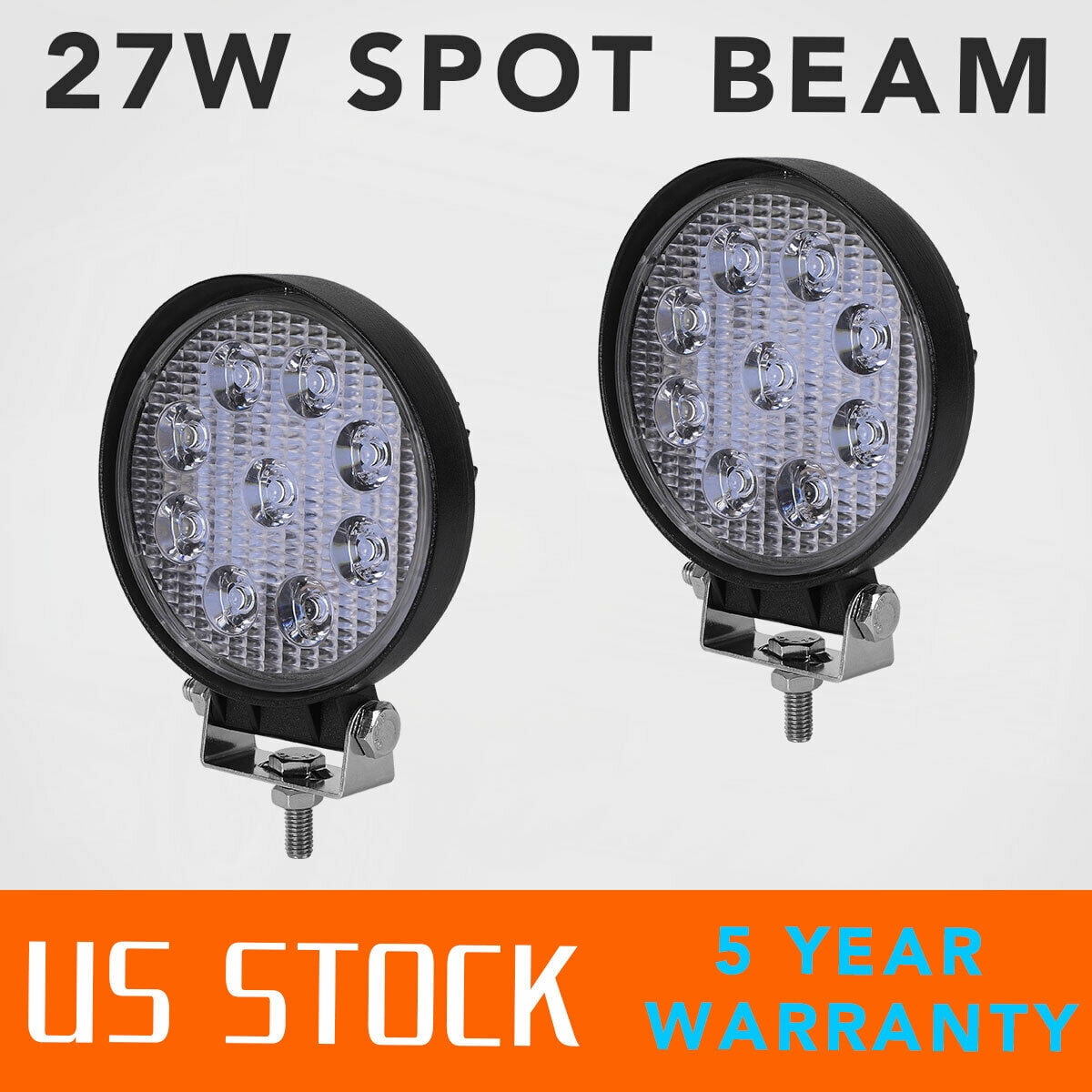 2X 27W Round LED Work Light Flood Beam Lamp Off Road Driving for 4X4 Truck US
