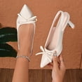 thumbnail image 2 of Xfvqtps Pointed Toe Heels for Women Bow Detail Mid Heel Sandals Open Back Thin Strap Shoes Fall Winter Casual Dressy Pumps Comfortable Elegant Womens Footwear, 2 of 9
