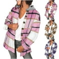 thumbnail image 6 of Lovskoo Women's Plaid Shacket Jacket Flannel Long Sleeve Hooded Shirts Blouse Pockets Button Coat Pink, 6 of 6