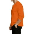 thumbnail image 4 of GrmtClth Men's Henley Shirt Cotton Blend Long Sleeve T-Shirt Lightweight Loose Fit Fashion Button Basic Top Shirts 2025 Fall Saffron XL, 4 of 9