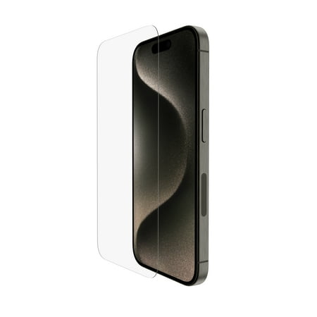 Belkin ScreenForce TemperedGlass Treated Screen Protector for iPhone 15 Pro - Slim & Scratch-Resistant - Includes Easy Align Tray for Bubble Free Application