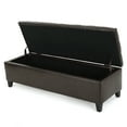 thumbnail image 5 of Chantal Contemporary Faux Leather Button-Tufted Storage Ottoman Bench, Brown, 5 of 9
