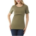thumbnail image 3 of breaise Women's Nursing Tunics Tops Maternity T-Shirts Breastfeeding Blouses Shirts Summer Short Sleeves Double Layer Pregnancy Tee Mama Clothes S-2XL, 3 of 8