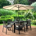 thumbnail image 2 of Leisuremod Chelsea Aluminum Outdoor Dining Table With 6 Chairs and Beige Cushions, 2 of 20