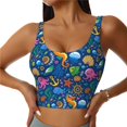 thumbnail image 1 of Balery Sea Fish Sujetadores deportivos con espalda cruzada para mujer, acolchados, sin costuras, de alto impacto, ideales para yoga, gimnasio, entrenamiento y fitness.-Medium, 1 of 8