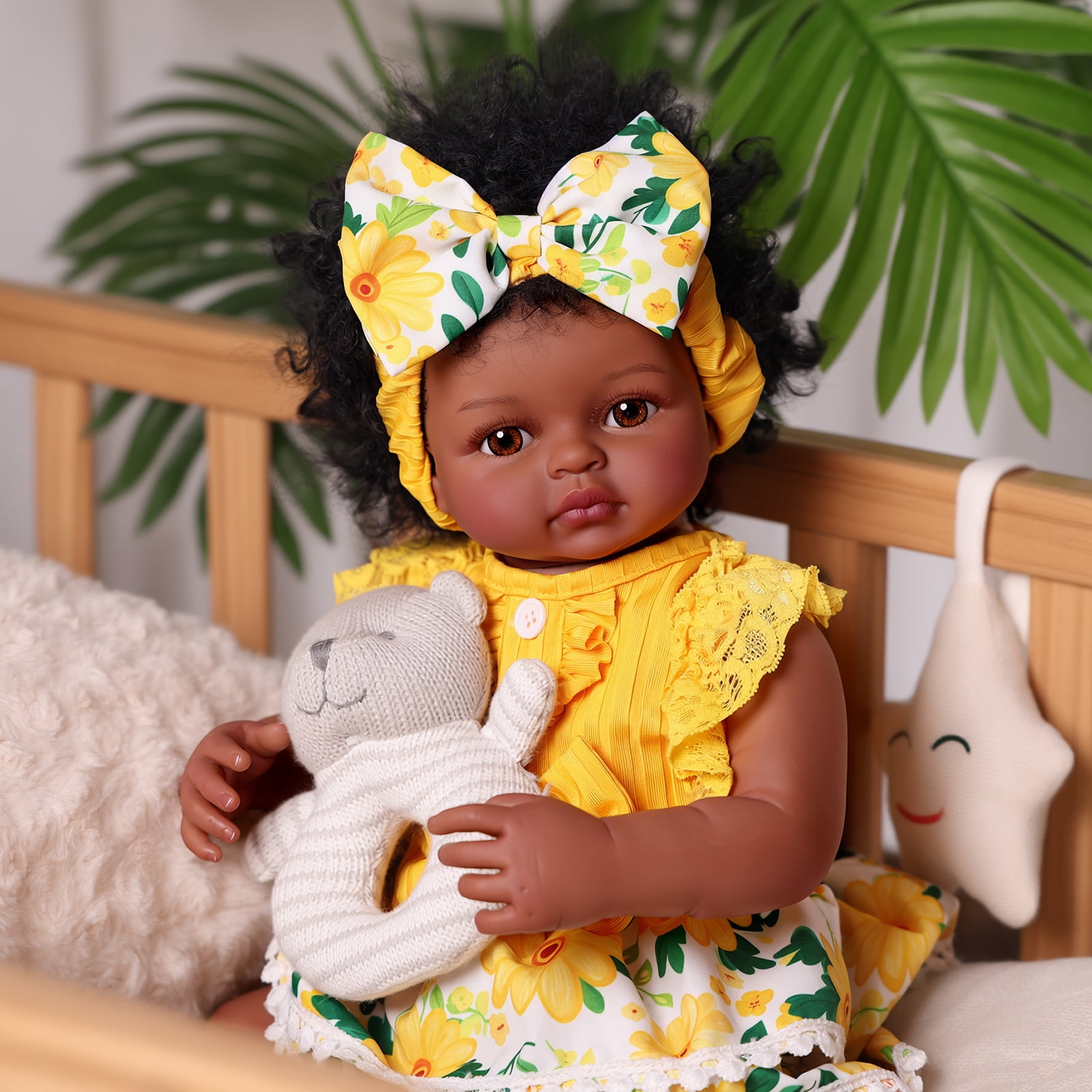 RSG Lifelike Reborn Baby Dolls Black Girl- 17 Inch Soft Body - Handmade Real Life Baby Dolls with Clothes and Toy Gift for Kids Age 3+