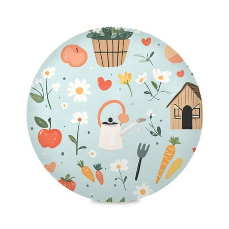 

WOBOGO Log Cabin Apple Carrot Pattern Round Placemats Set of 1 Heat Resistant Washable Kitchen Table Decorations 15.4in