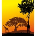thumbnail image 2 of Silhouette Duvet Cover Sets, Trees Savannah Desert Giraffe Gradient Illustration, Bedding Set with 2 Duvet Covers & 4 Pillowcases, 2 Pack Queen Size, Orange Chocolate, by Ambesonne, 2 of 2
