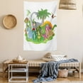 thumbnail image 2 of Jurassic Decor Wall Hanging Tapestry, Cartoon group dinosaur friendship humor colorful happy smile creative, Bedroom Living Room Dorm Accessories, 60 X 80 Inches, Gift Ideas, by Ambesonne, 2 of 5