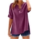 thumbnail image 2 of mfyjkho Tops De Moda Para Mujer, Blusa De Moda Para Mujer, Color Liso, De Imitación De Lino Y Lino, Con Mangas 3/4, Dobladillo Dividido, Cuello En V Y Botones Tops De Gimnasio Para Mujer Xxxxl, 2 of 7
