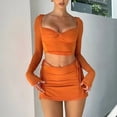 thumbnail image 3 of Vestido Top sexy para mujer y minifalda recortada, jersey, ropa de verano para mujer Ygjytge Naranja T M para Mujer, 3 of 6