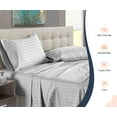 thumbnail image 3 of SGI Bedding 600 TC Egyptian Cotton Bed Sheet Set - Alberta King Size Sheets 600 Count Sheets Soft, Durable Sheets Cotton Sheets in 600 TC 18" Deep, Light Gray Stripe, 3 of 8