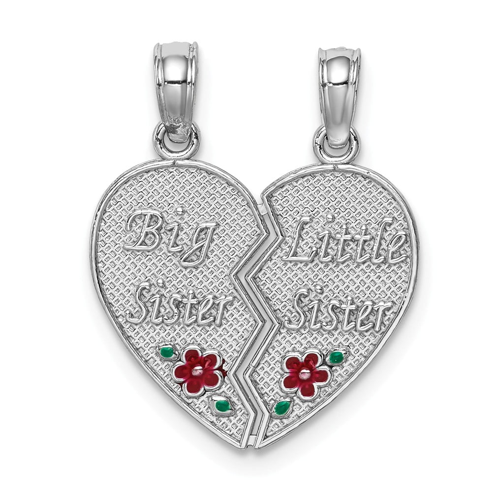 14K Yellow Gold Big Sis in Heart Charm Pendant