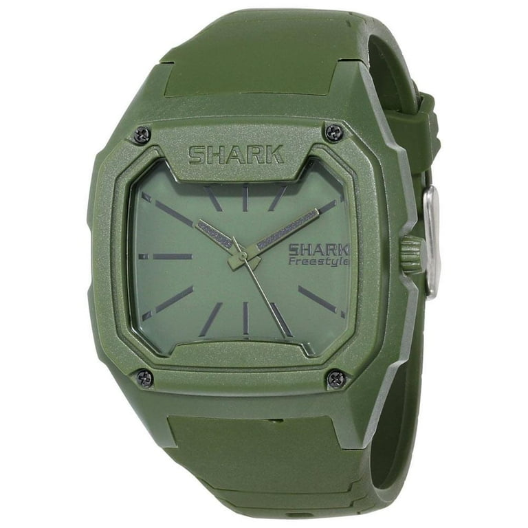 101075 Shark Men's Green Rubber Bracelet With Olive Analog