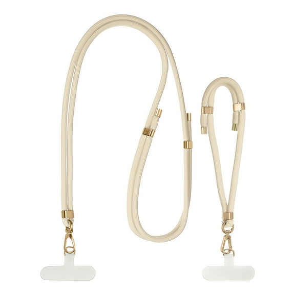 Phone Crossbody Lanyard, Adjustable Anti-Theft Phone Patches Strap and Wristlet Strap Lanyard Kit, Neck Lanyard for Keys ID Badges Phones Wallet, Cream