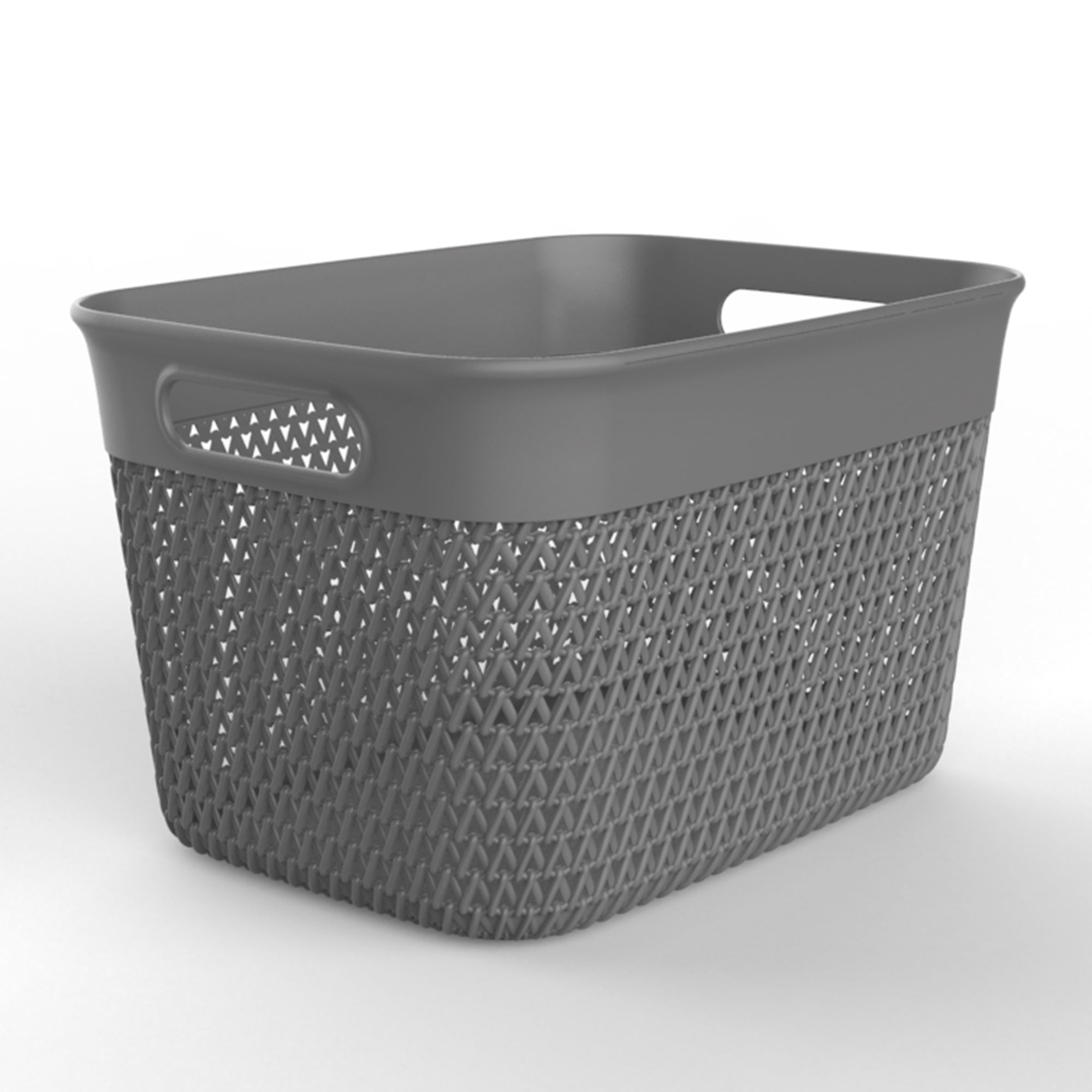 Life Story 16 Quart Decorative Storage Basket, Large Plastic Home Organizer, Gray
