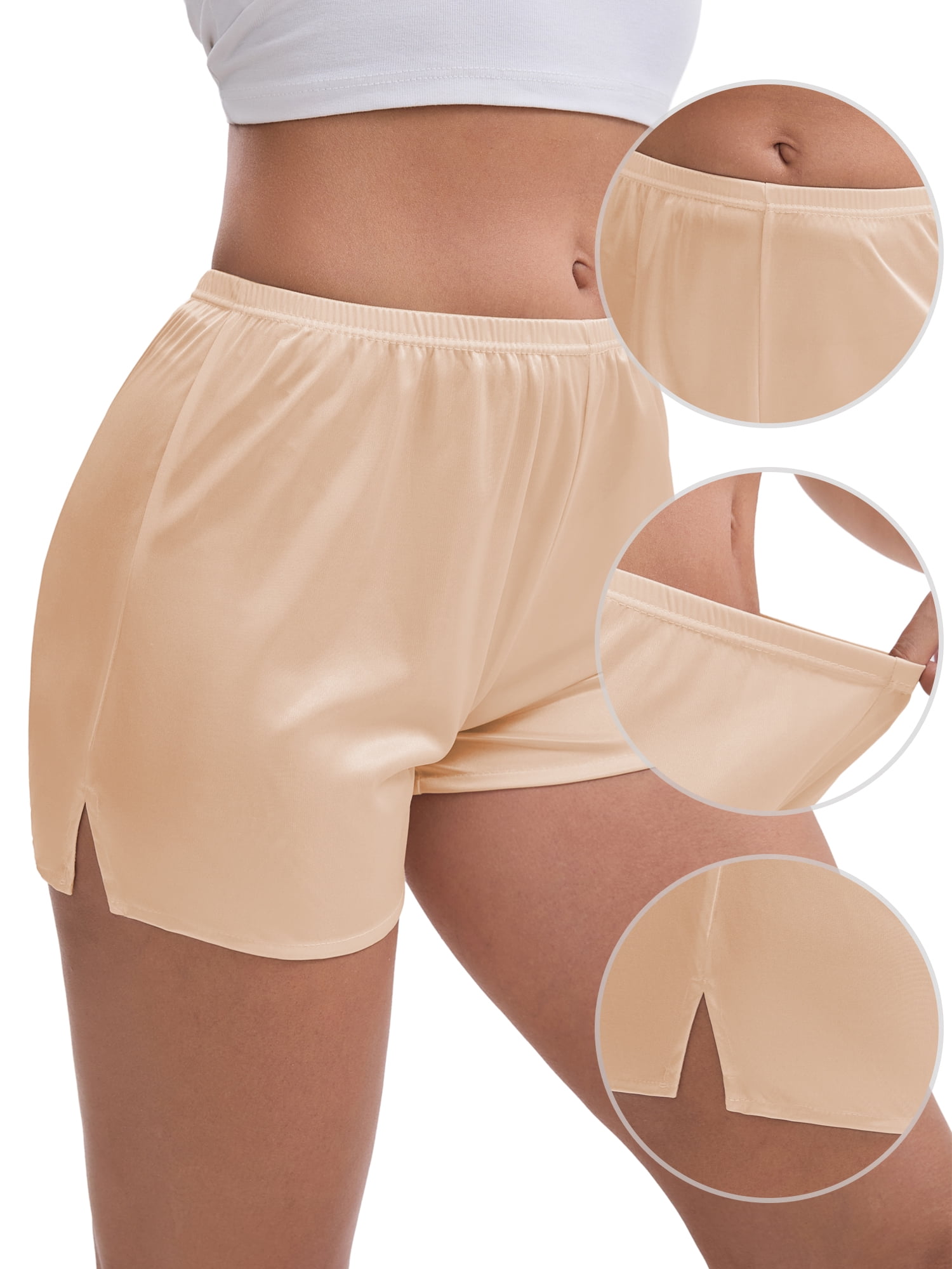DARING DIVA Women's Ice Silk Smooth Slip Shorts for Lounge and Pettipants S Pink