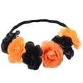 thumbnail image 1 of Love Sweety - Diadema con diseño de rosas, corona floral, corona de pelo mexicana (naranja y negro), 1 of 5