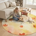 thumbnail image 2 of Round Area Rugs 5Ft, Maple Leaves Fall Non-Slip Washable Circle Rugs Carpet, Thanksgiving Farmhouse Falling Leaf Indoor Outdoor Rug Floor Mats Throw Runner for Bedroom Living Room Bathroom, 2 of 8
