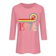 thumbnail image 4 of Womens 3/4 Length Sleeve Tees Crew Neck 1976 Graphic Print T Shirts Vintage Trendy Casual Pullover Tops (XL, Pink), 4 of 4