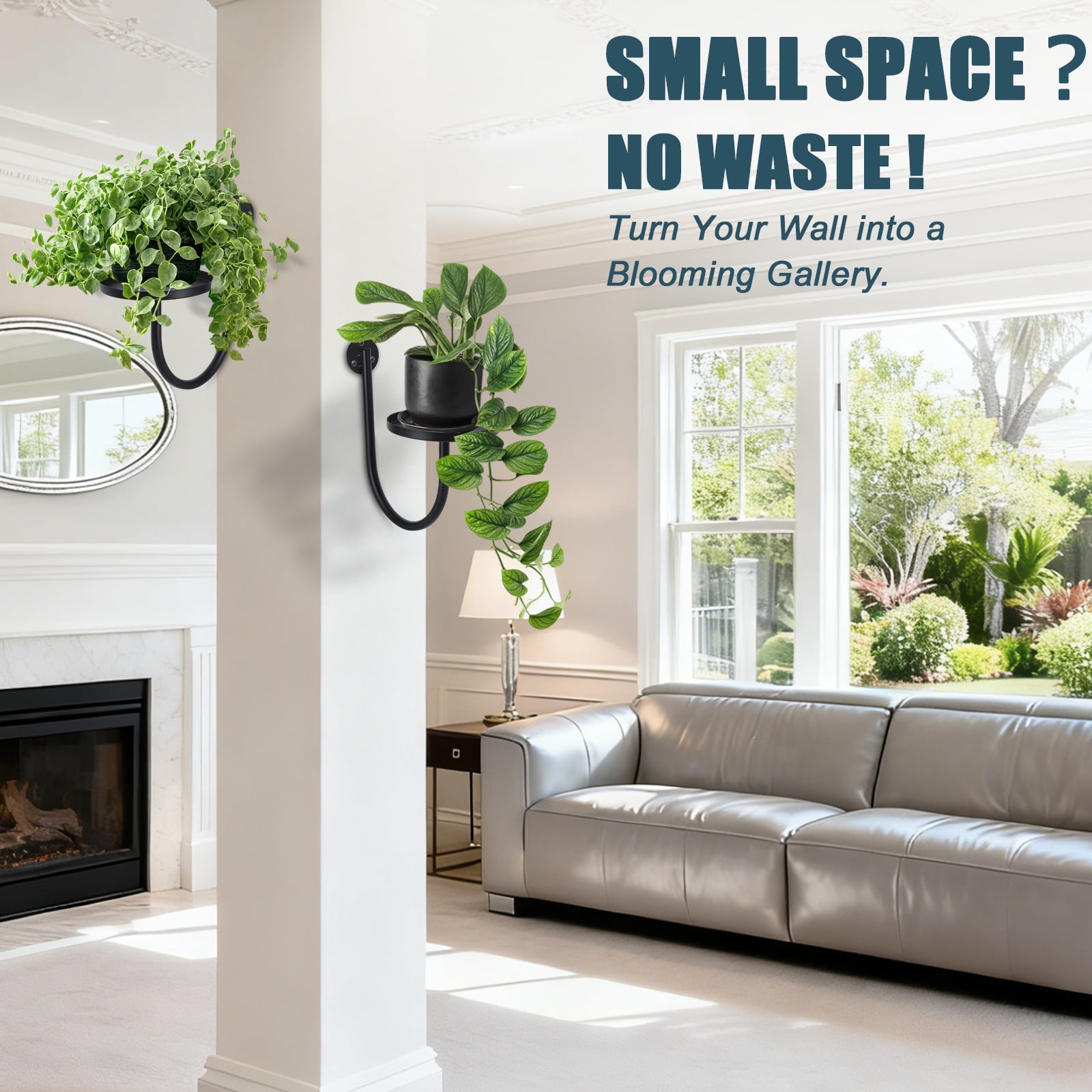 FOUKUS 3 Pack Wall Mounted Plant Holder: Metal Plant Shelves Wall Planters for Indoor Plants, Space Saving Hanging Shelf Decor Stand for Living Room, Window, Apartment