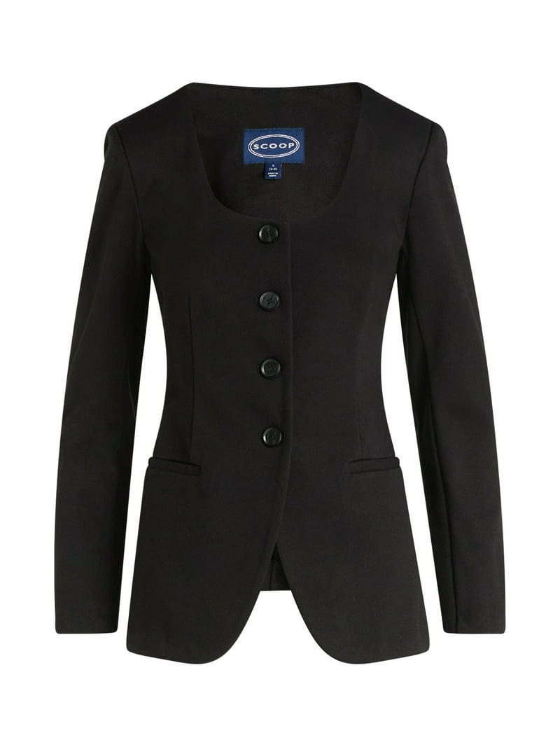 Scoop Women's and Women's Plus Slim Fit Elongated Ponte Blazer