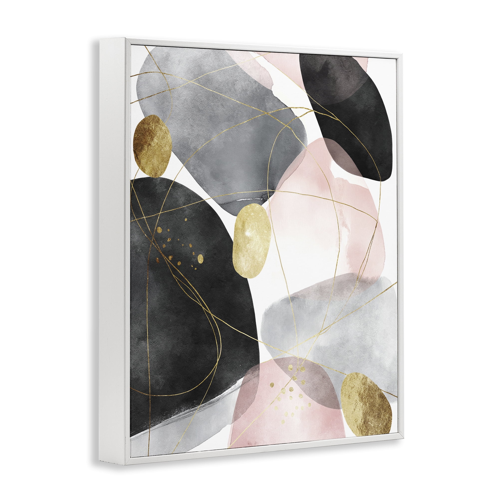Stupell Industries Gilded Echoes Shapes White Framed Giclee Art, design by Svetlana Aleynikova