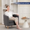 thumbnail image 5 of Modern Barrel Accent Chair Set of 2, Upholstered Fabric Armchair with Thick Cushion and Wood Legs, Cozy Reading Chair for Living Room Bedroom Small Spaces (Gray), 5 of 10
