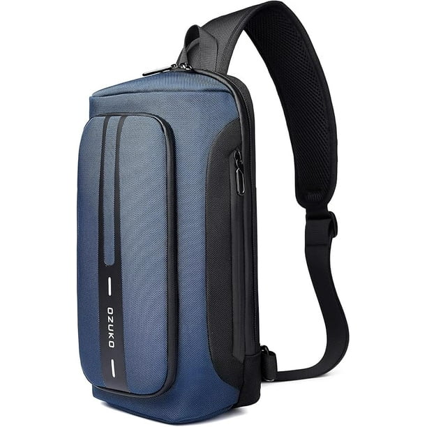 OZUKO Bolso Bandolera Antirrobo, Mochila Grande Impermeable para Bolso de Hombro con Carga USB, Mochilas Casuales Ligeras (Gris)
