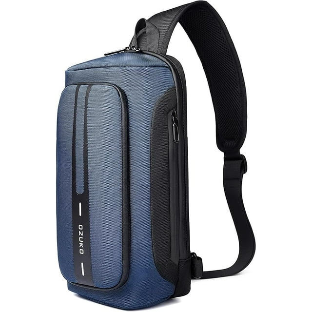 OZUKO Bolso Bandolera Antirrobo, Mochila Grande Impermeable para Bolso de Hombro con Carga USB, Mochilas Casuales Ligeras (Gris)