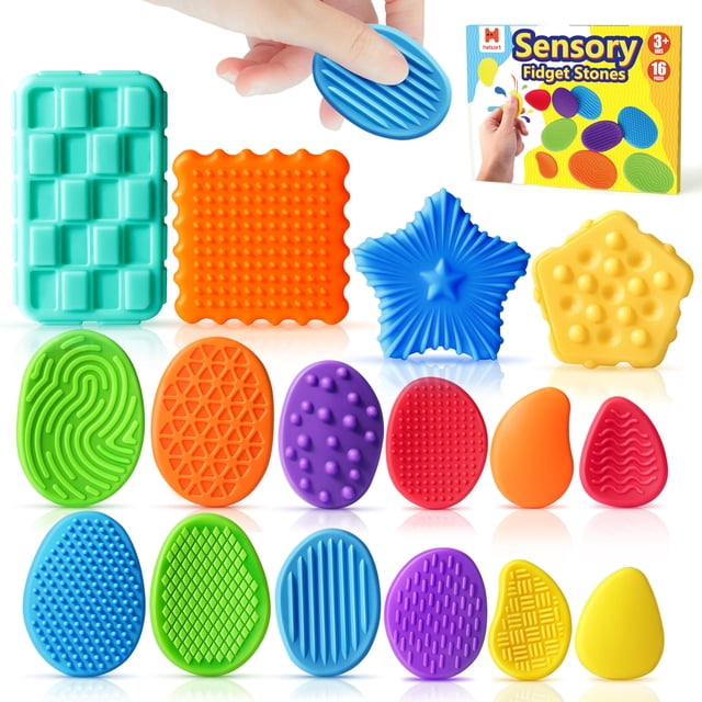 Sensory Fidget Toys Helsort, paquete de 16 unidades, silicona texturizada