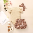 thumbnail image 4 of Lovebay Toddler Baby Girl Summer Outfits Set Tops Bodysuit +Shorts+Headband for 0-2T, 4 of 6